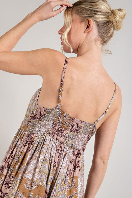 Paisley Spaghetti Strap Jumpsuit (Assorted Colors)