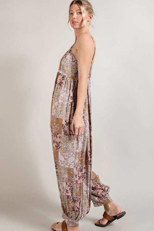 Paisley Spaghetti Strap Jumpsuit (Assorted Colors)