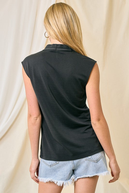 Pintucked V-Neck Modal Knit Top