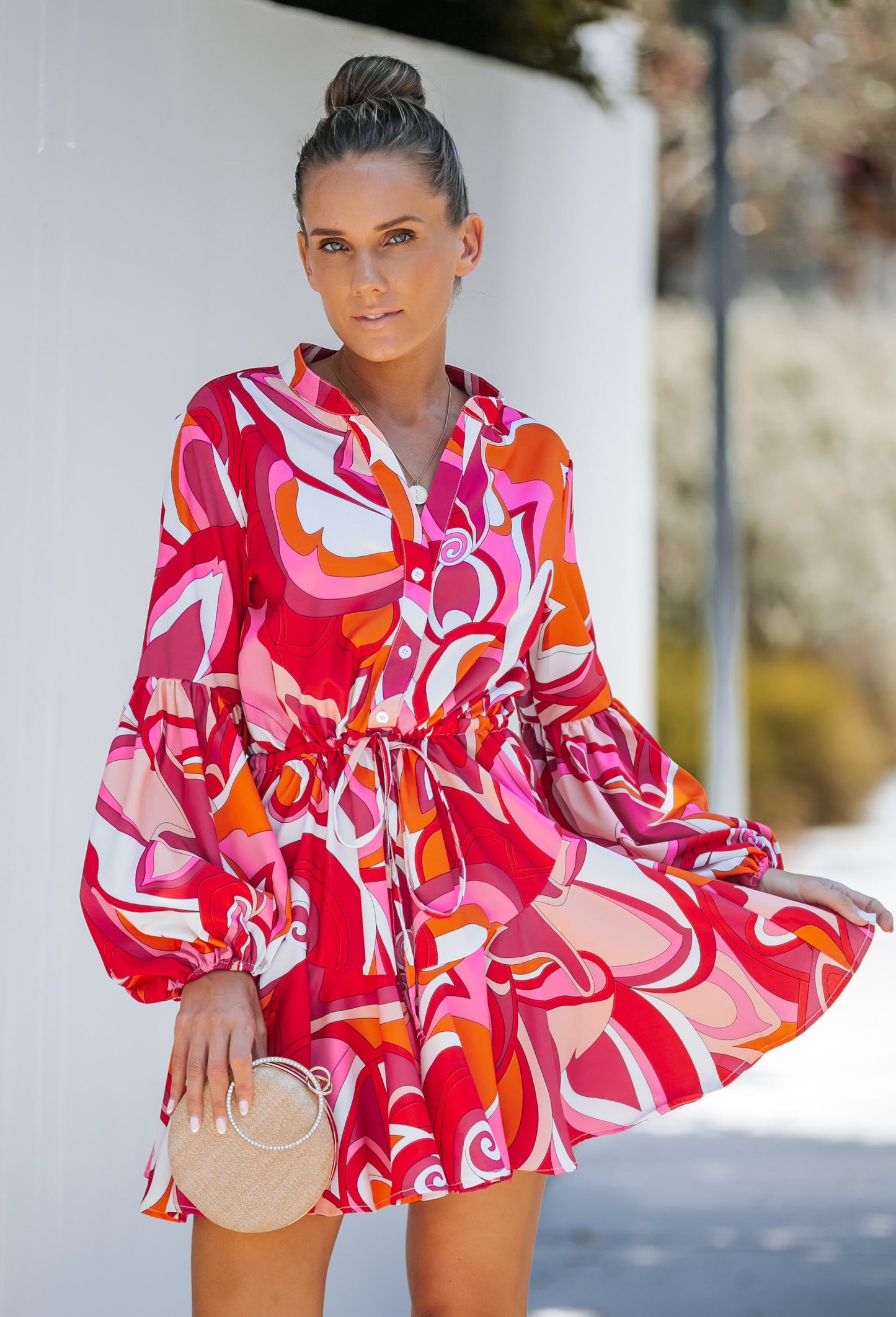 Its a Party Long Balloon Sleeve Short Dress (Assorted Colors)