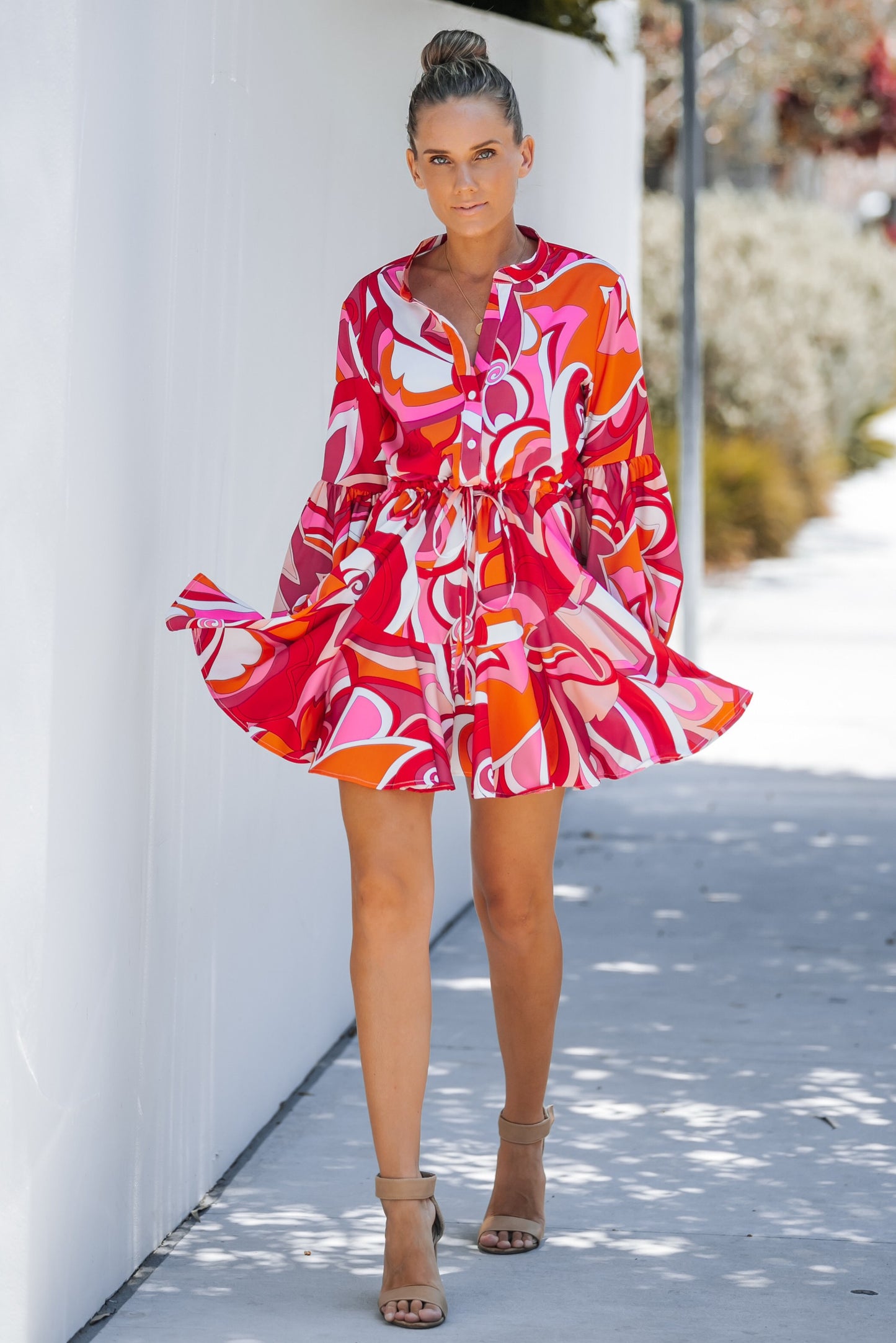 Its a Party Long Balloon Sleeve Short Dress (Assorted Colors)