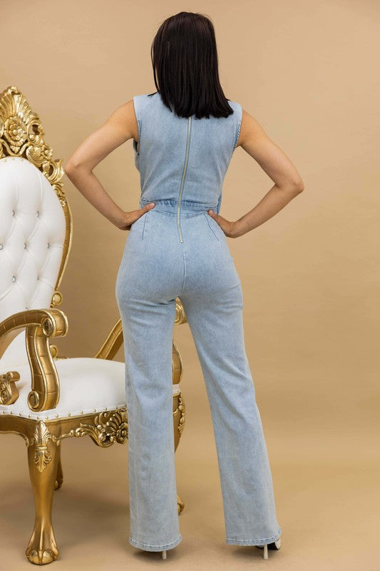 Wrap Denim Jumpsuit
