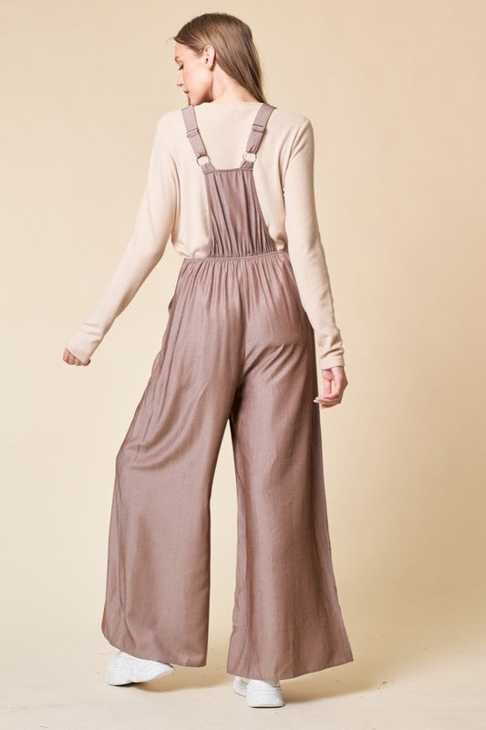 Wide Leg Overall with Adjustable Straps and Pockets