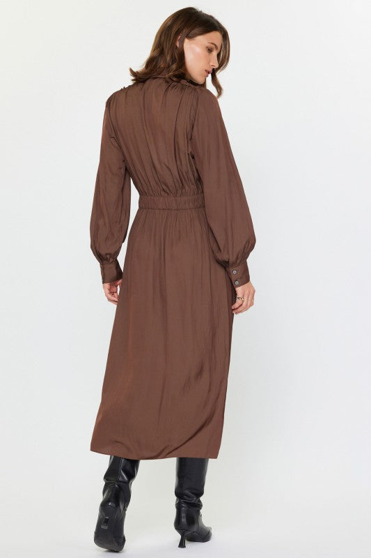 Button-down Shirts Dress w/Self Tie
