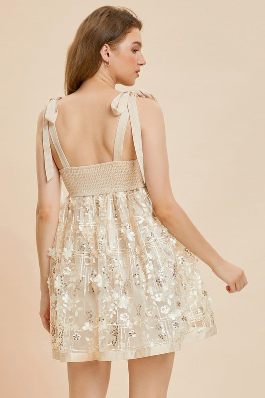 Champagne Floral Mini Dress