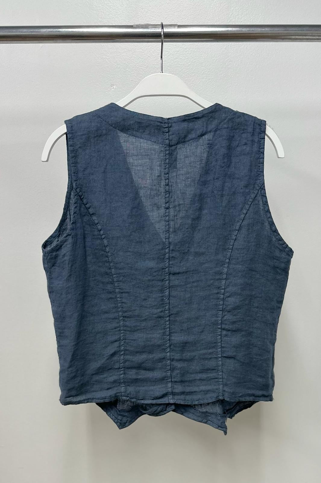 Venti6 Button Down Linen Vest (Assorted Colors)