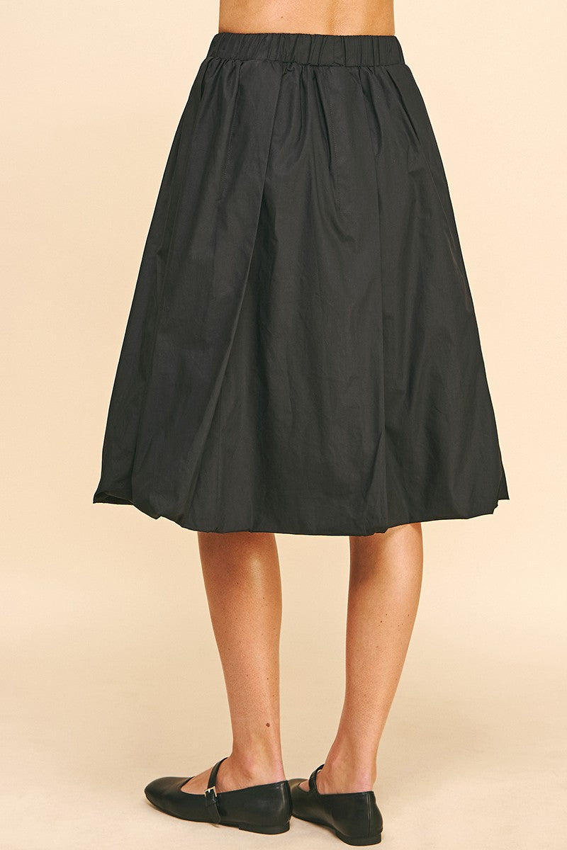 Black Bubble Hem Knee Length Skirt
