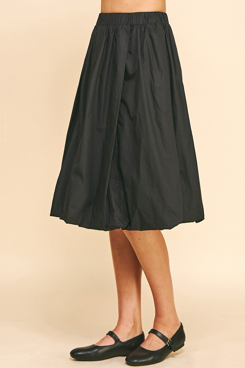 Black Bubble Hem Knee Length Skirt