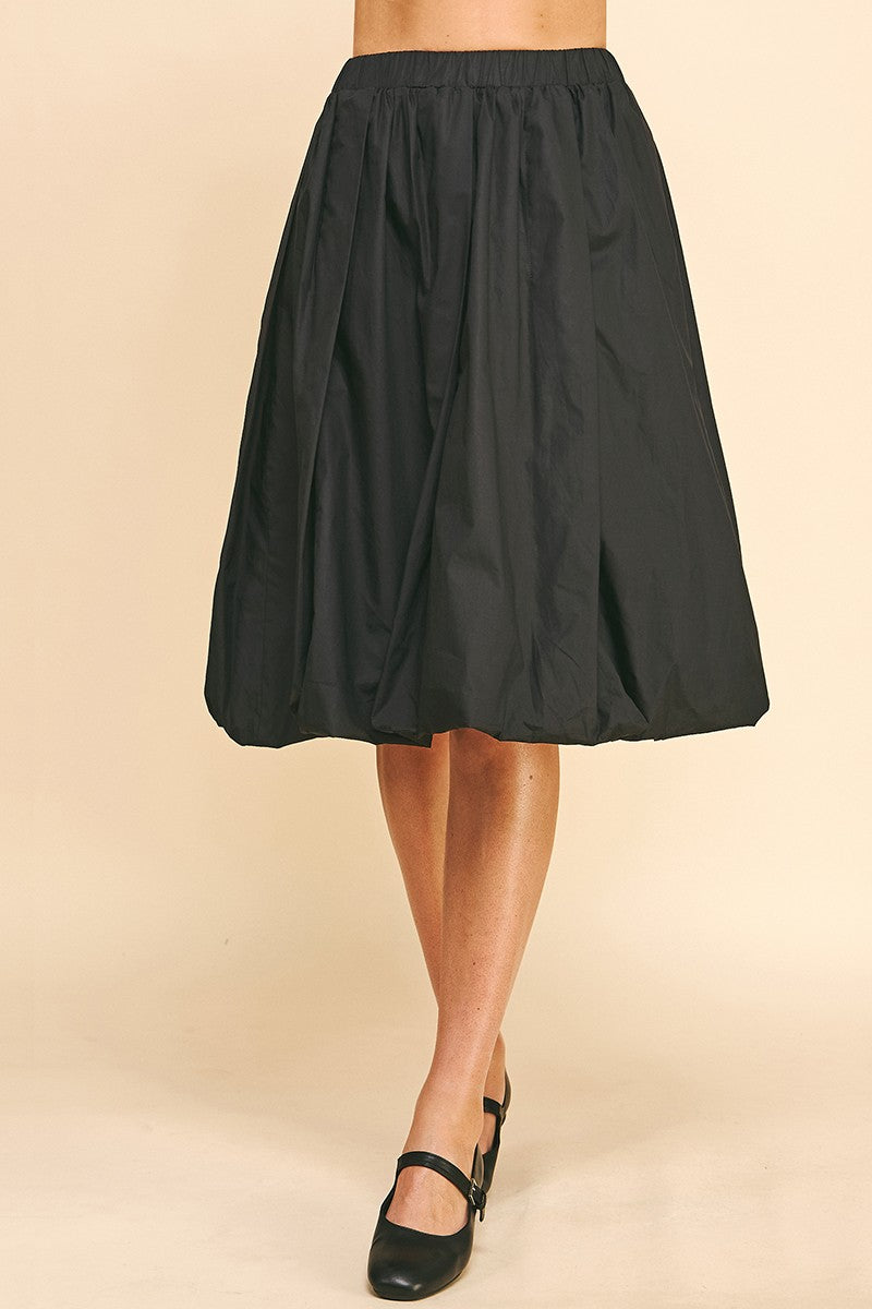 Black Bubble Hem Knee Length Skirt