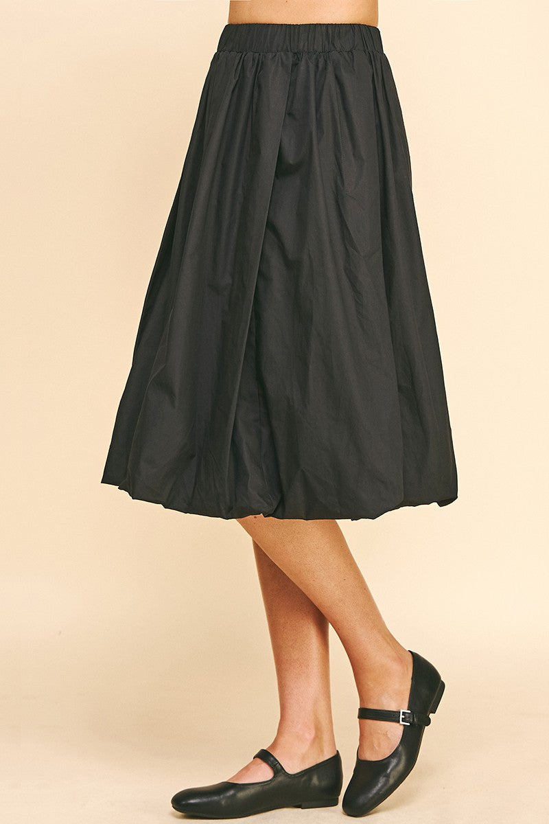 Black Bubble Hem Knee Length Skirt