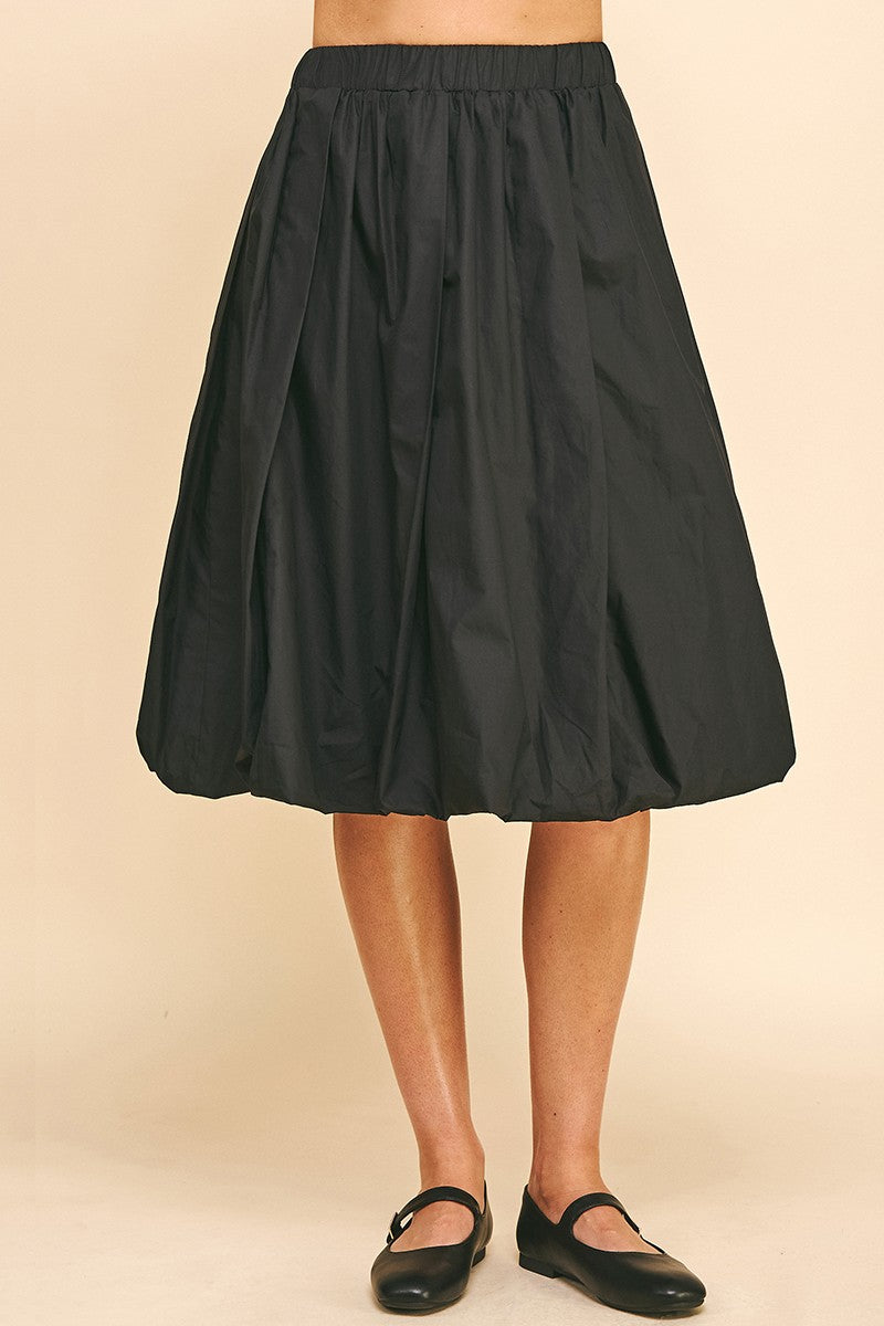 Black Bubble Hem Knee Length Skirt