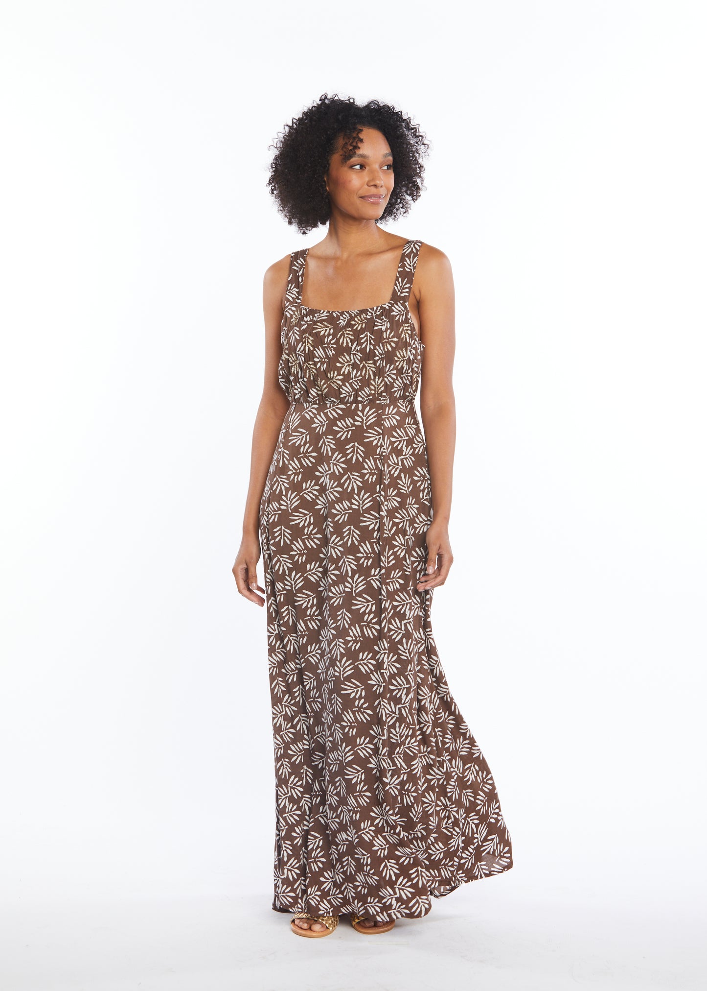 Palm Sicily Brown Maxi Dress