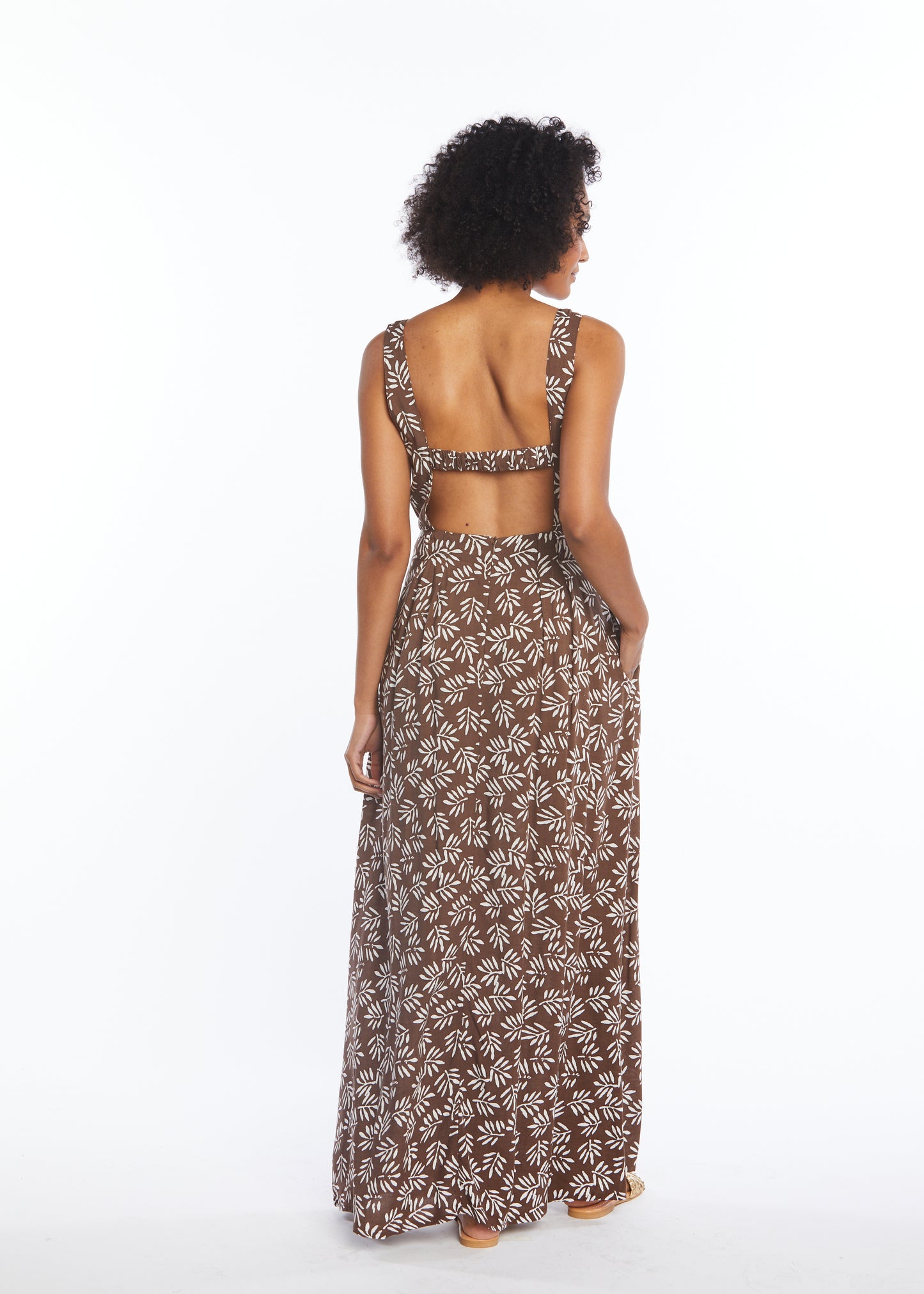 Palm Sicily Brown Maxi Dress