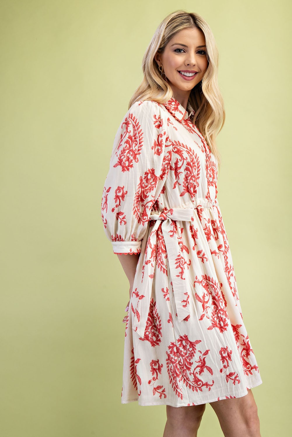 Raspberry Button Down Mini Dress