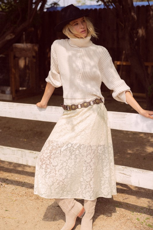 Emilee Sleeveless Mock Neck Lace Dress