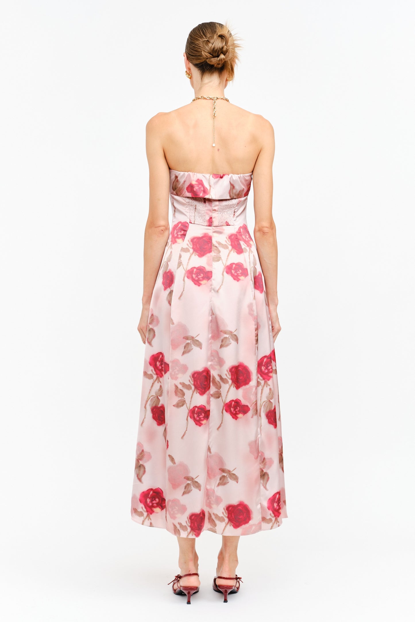 Rosie Floral Strapless Midi Dress