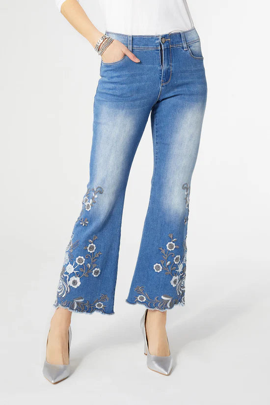 Omg Zoey Zip Flare Embroidered With Scallop Bottom