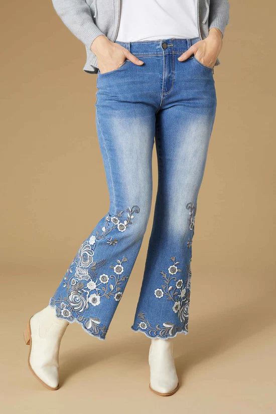 Omg Zoey Zip Flare Embroidered With Scallop Bottom