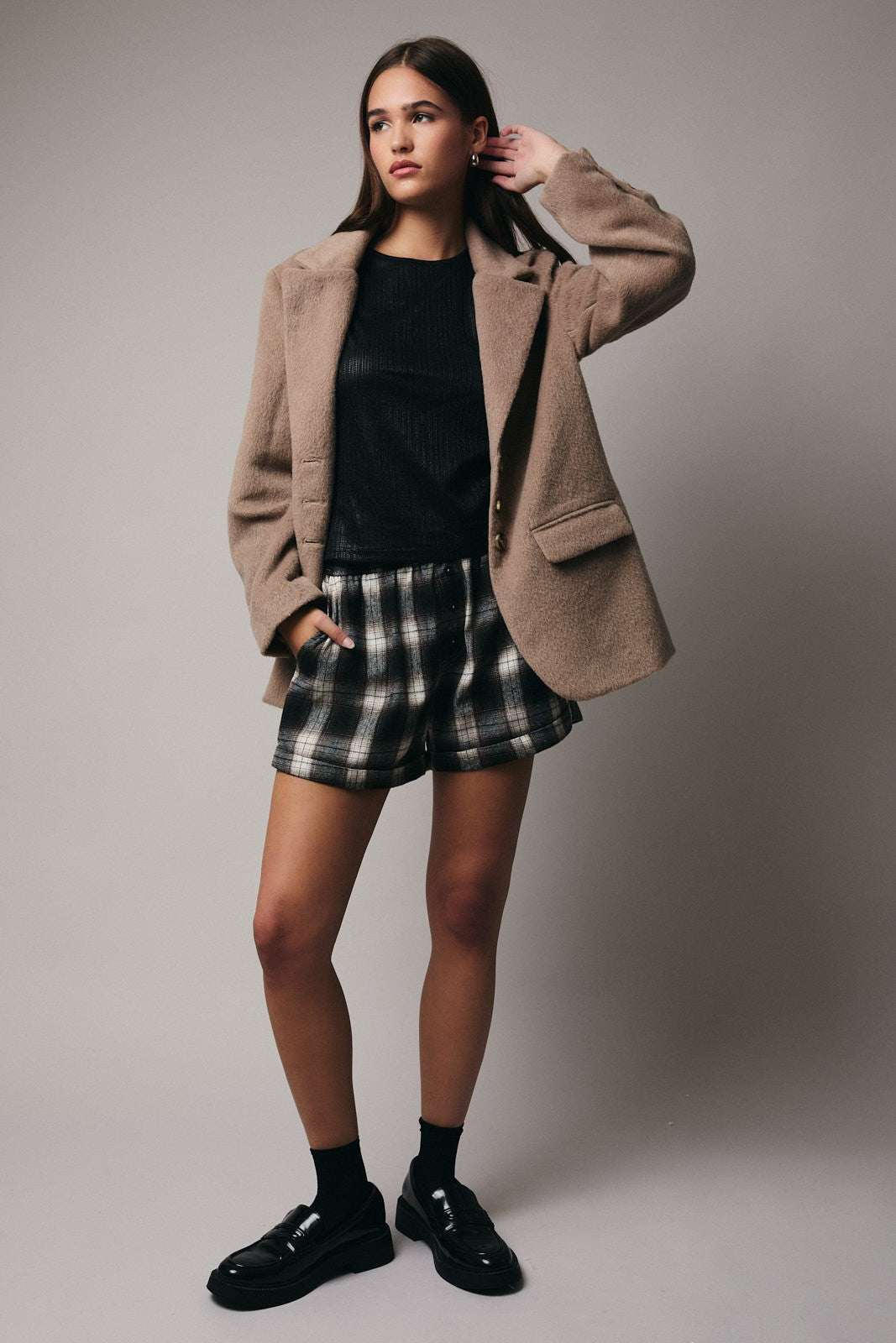 Brown-Cream Plaid Boxer Shorts