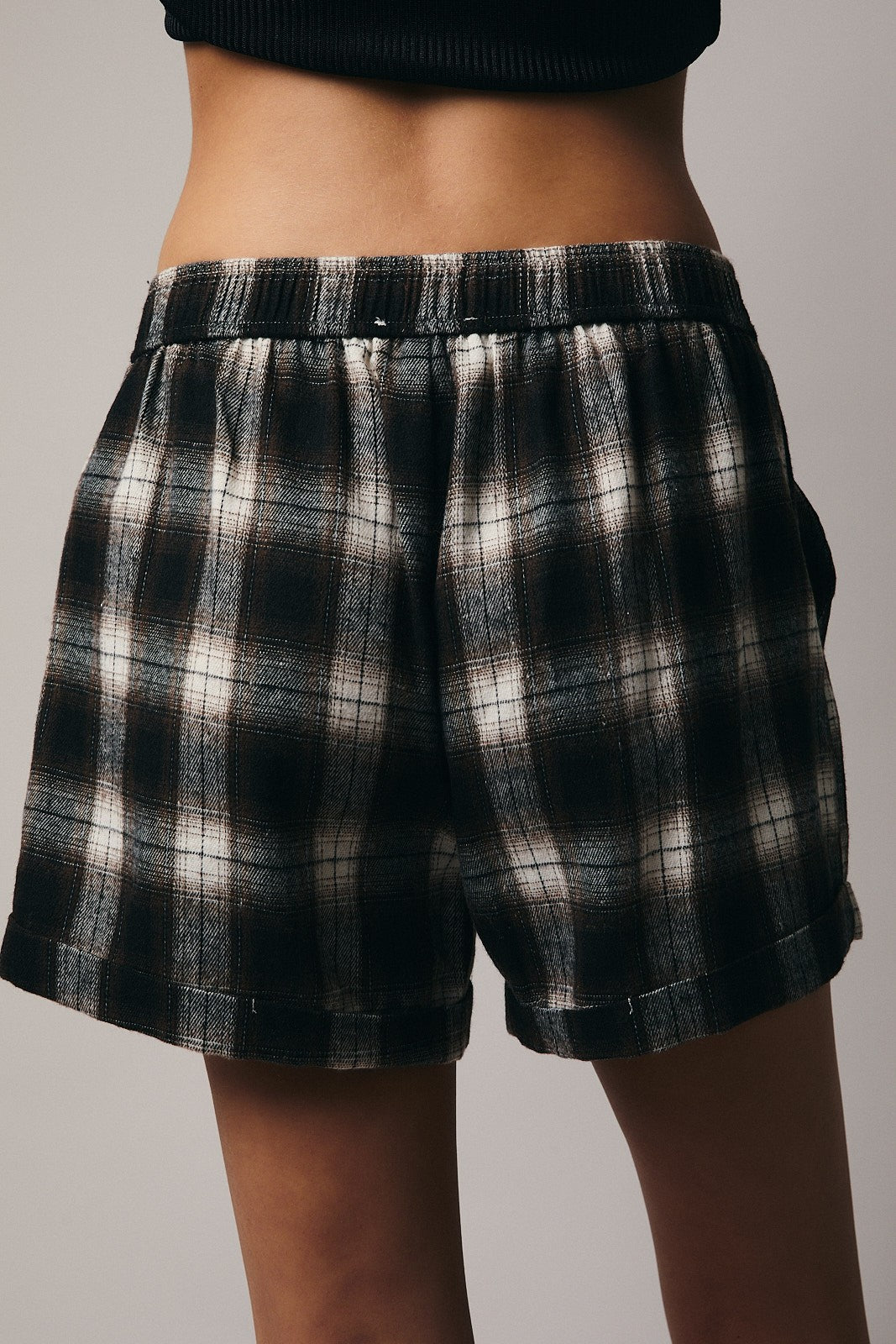 Brown-Cream Plaid Boxer Shorts
