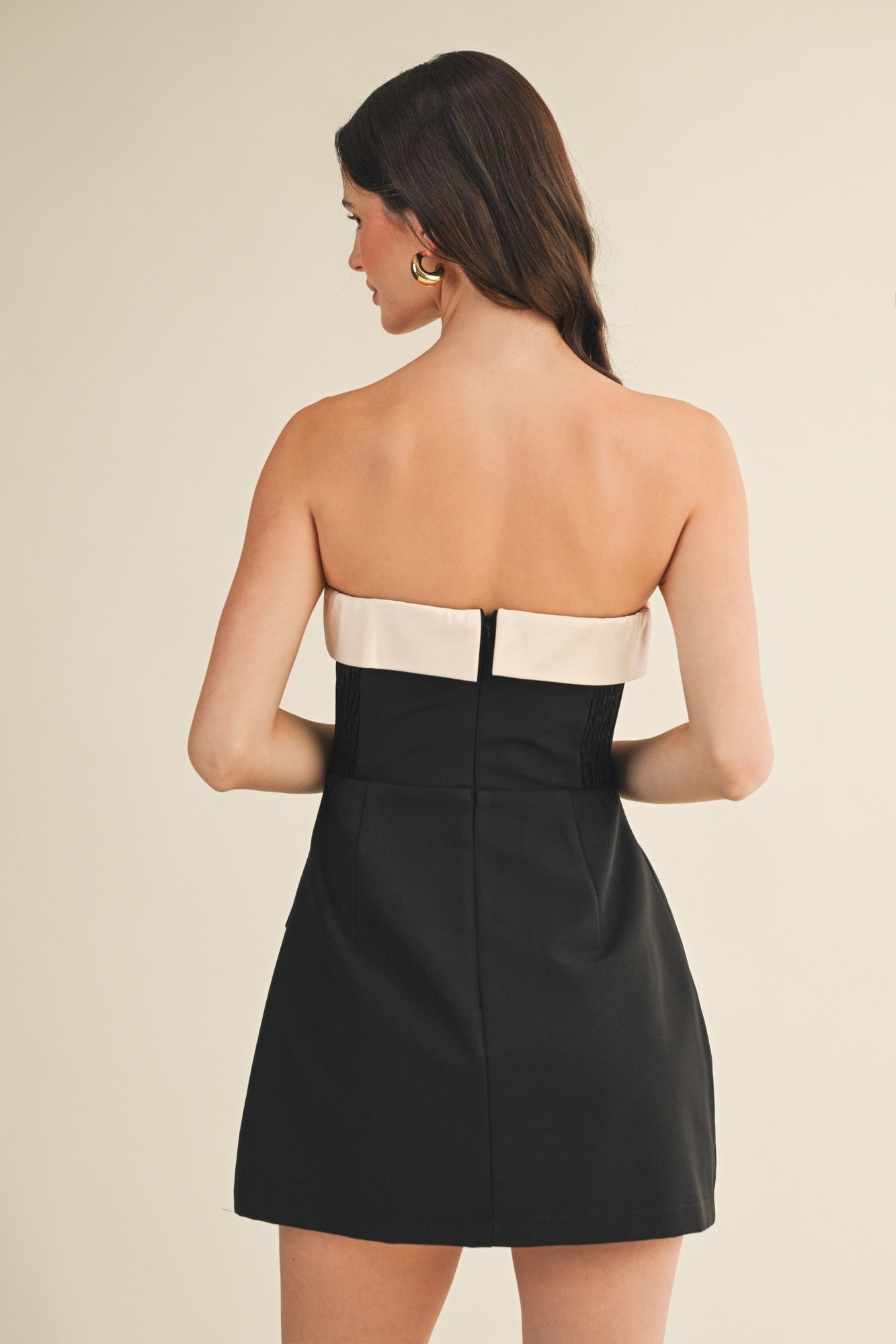 Black Foldover Tube Skort Dress