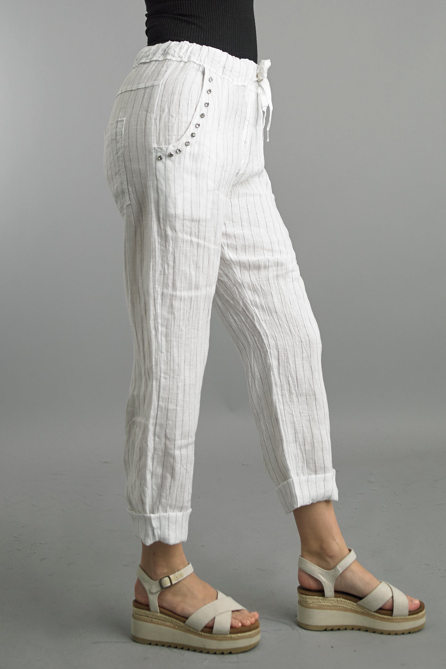 White Striped Gem Pants