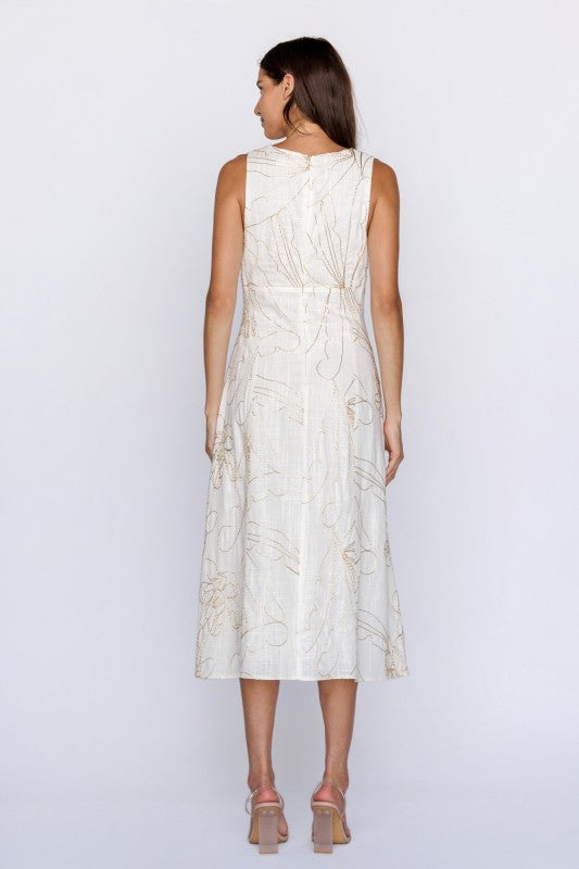 Stacey Textured Embroidered Midi Dress