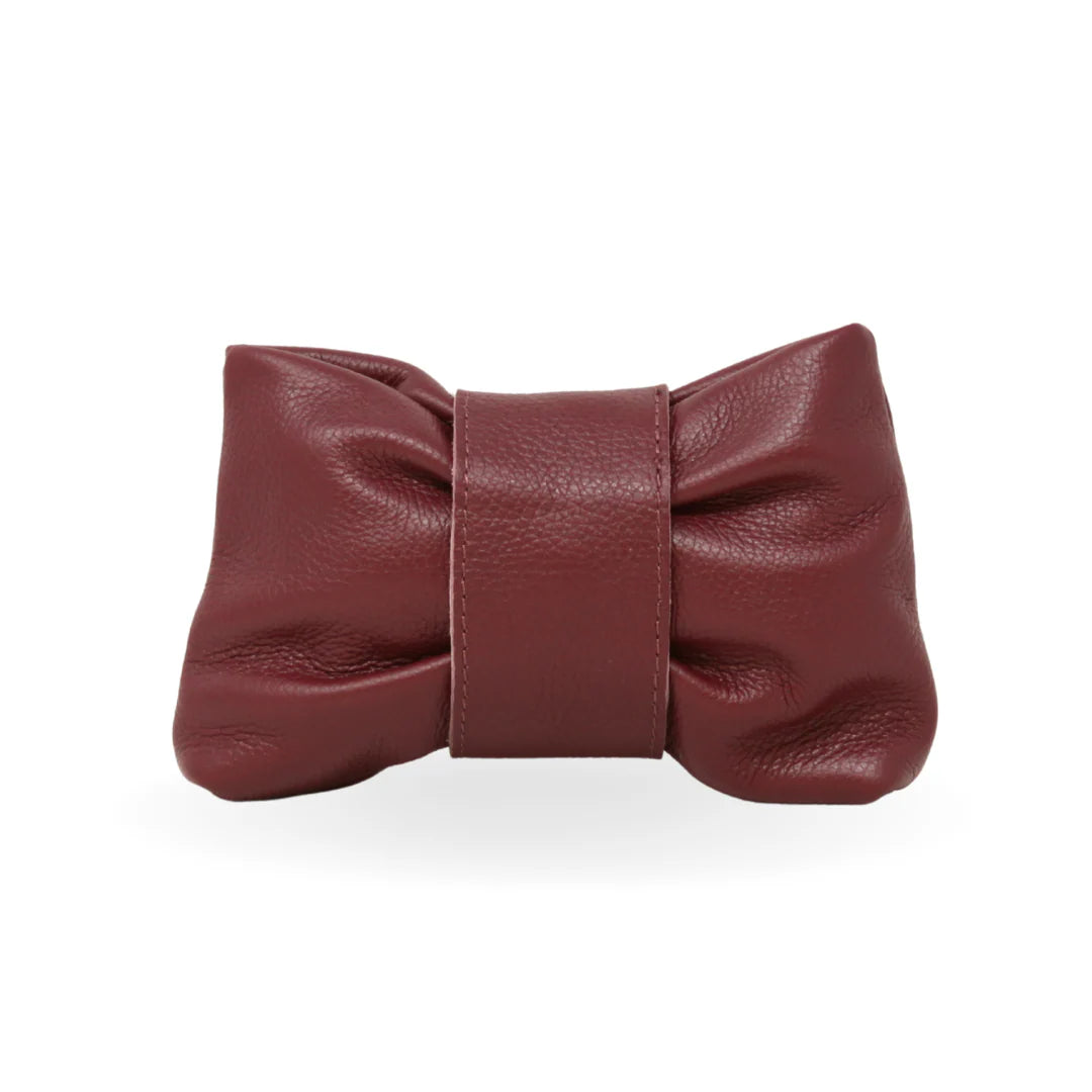 Pebble Leather Burgundy Small Bow Bag