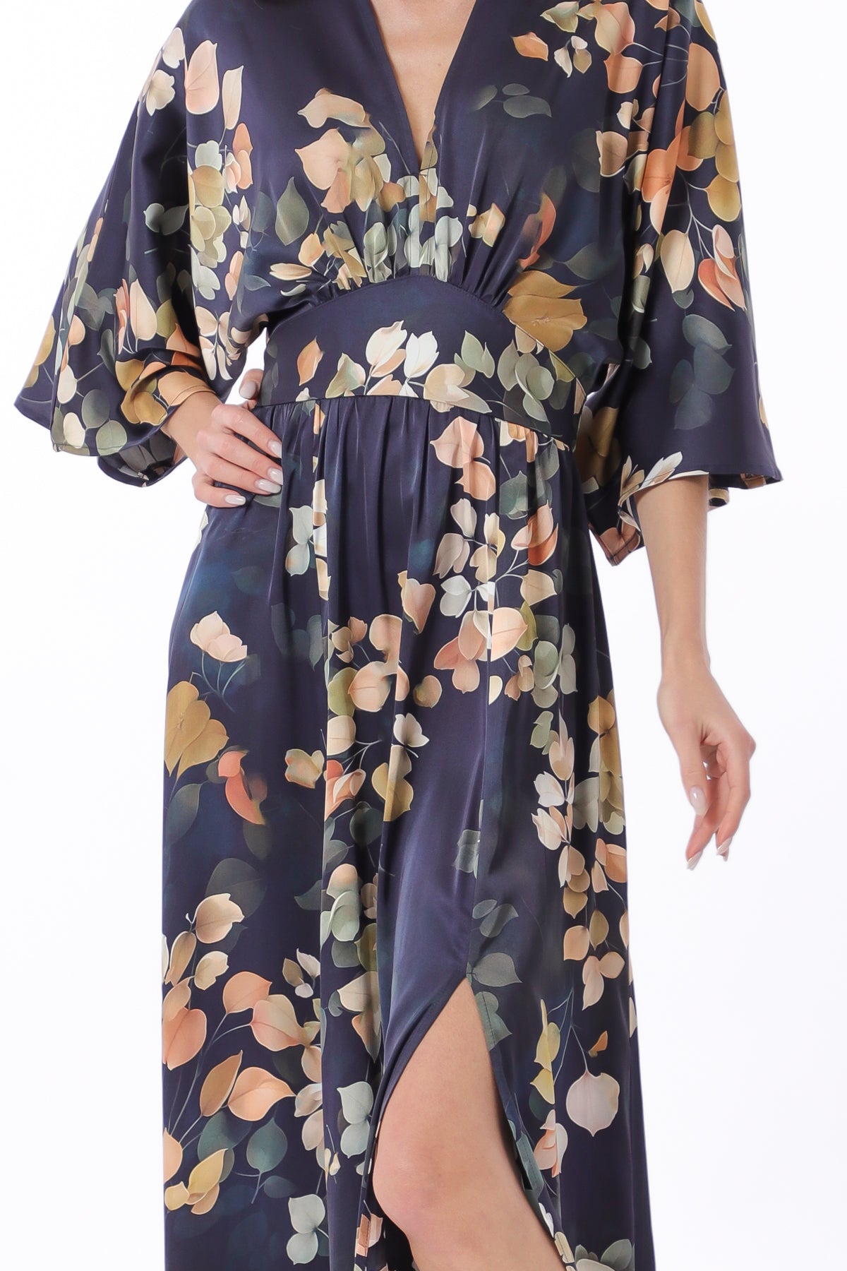Isabel Kimono Elastic Back Waisted Maxi Dress