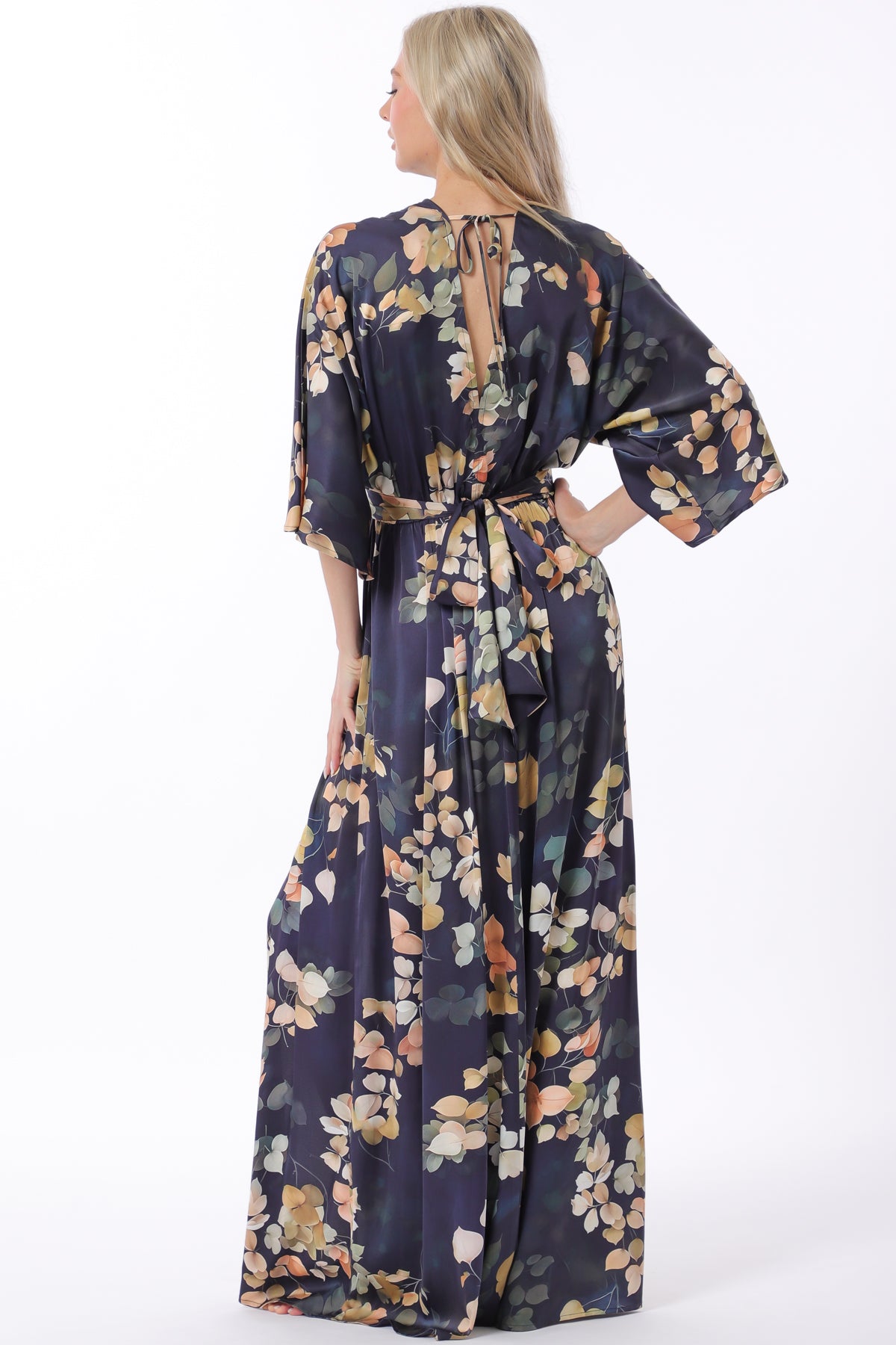 Isabel Kimono Elastic Back Waisted Maxi Dress