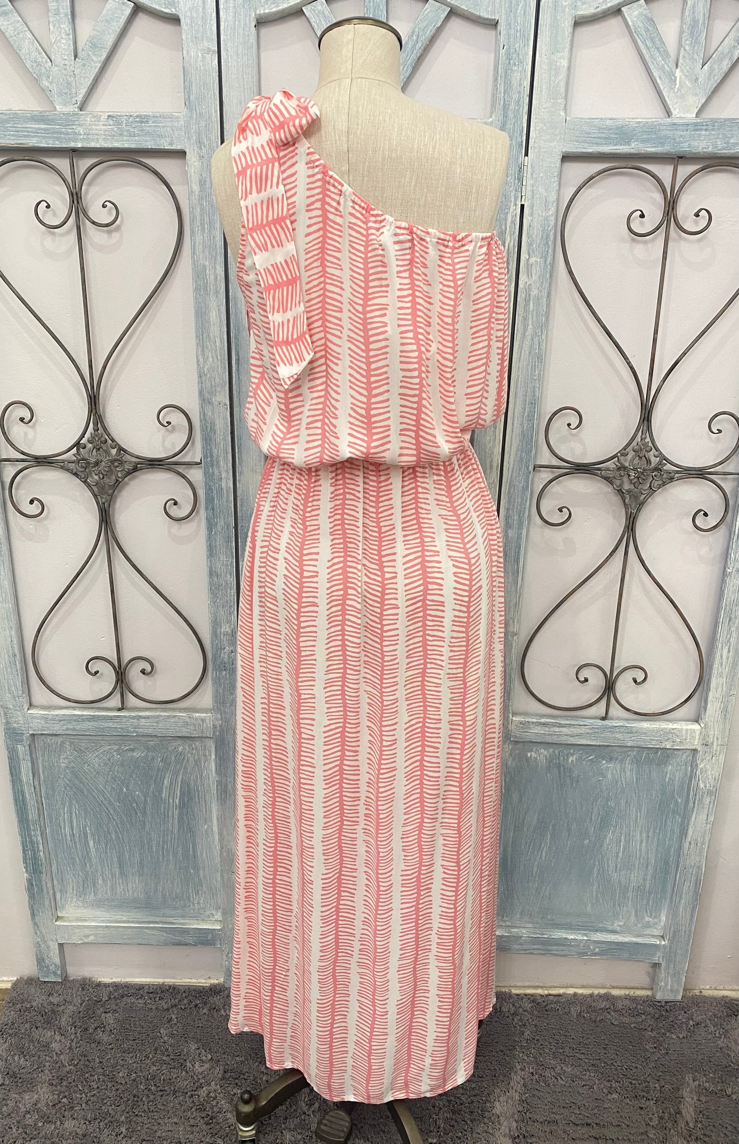 One Shoulder Fish Bone Maxi Dress (Assorted Colors)