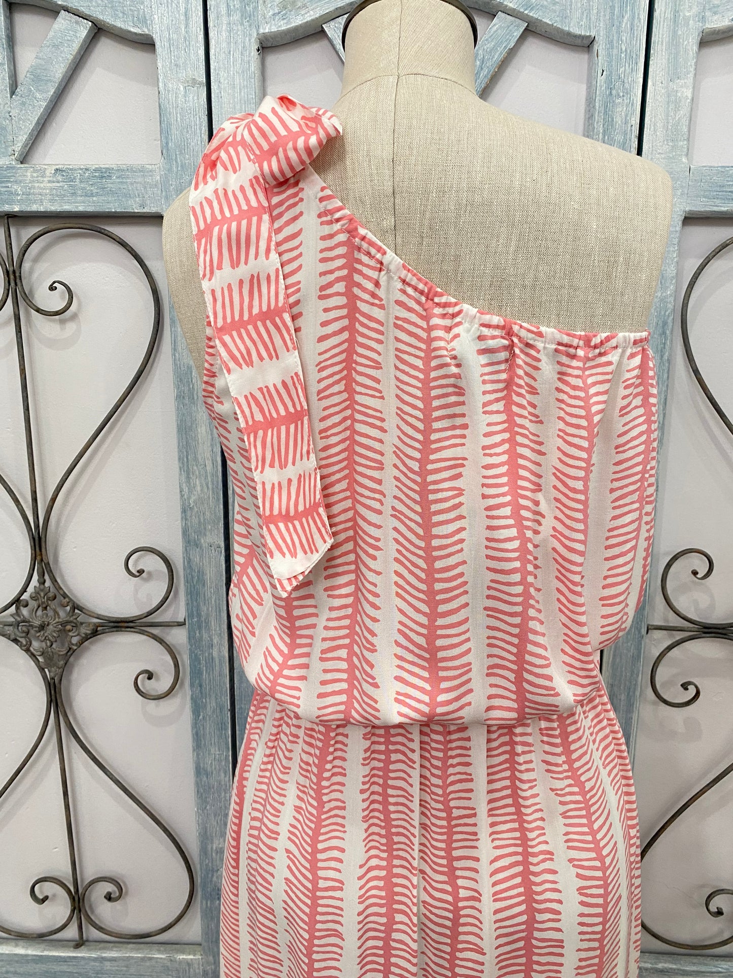 One Shoulder Fish Bone Maxi Dress (Assorted Colors)