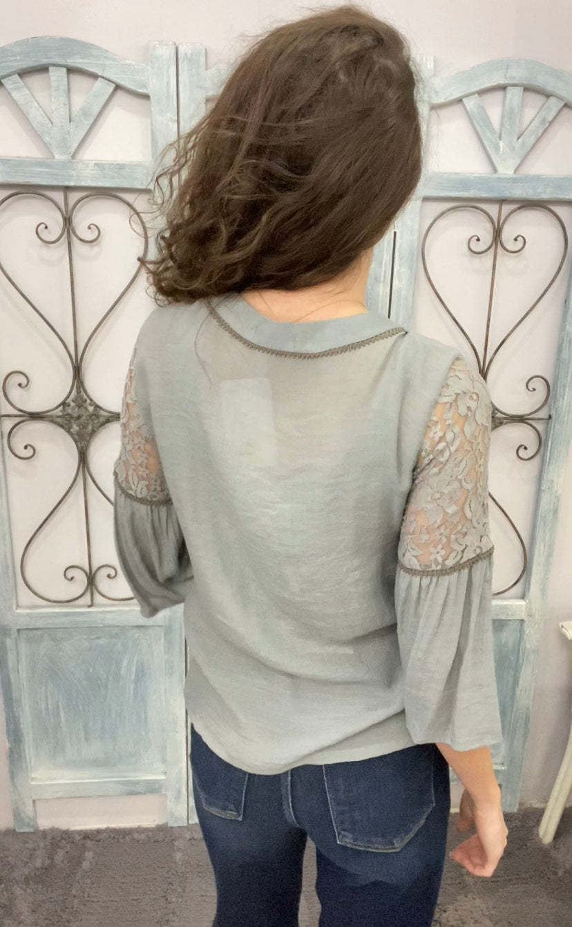 Button Down Lace Lanikai Top