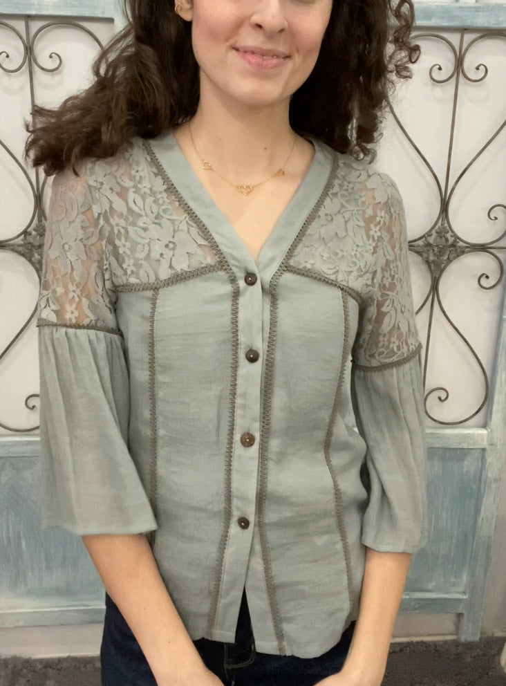 Button Down Lace Lanikai Top