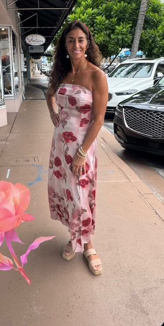 Rosie Floral Strapless Midi Dress