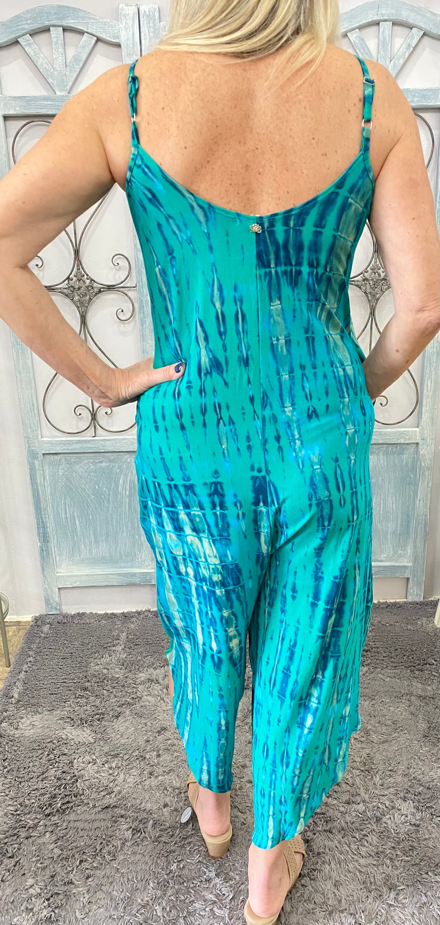Teal Tie Dye Jumpsuit
