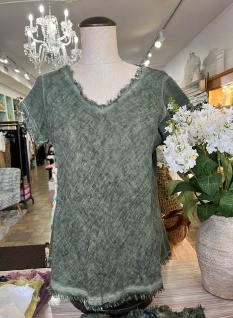 Frayed Edge V-Neck Shirt
