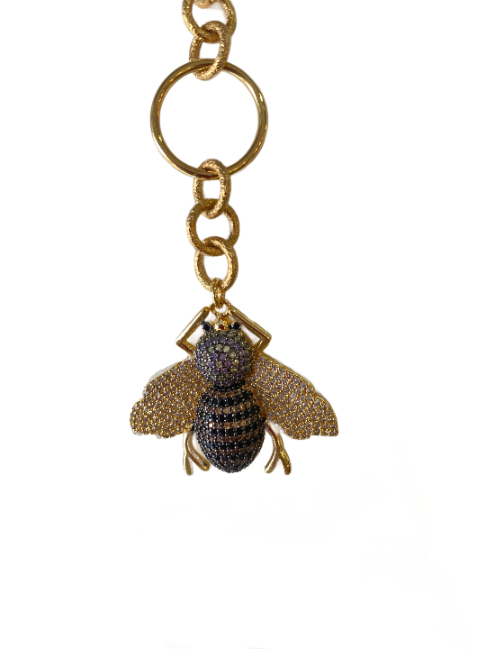 Gold Plated Pave Bee Necklace