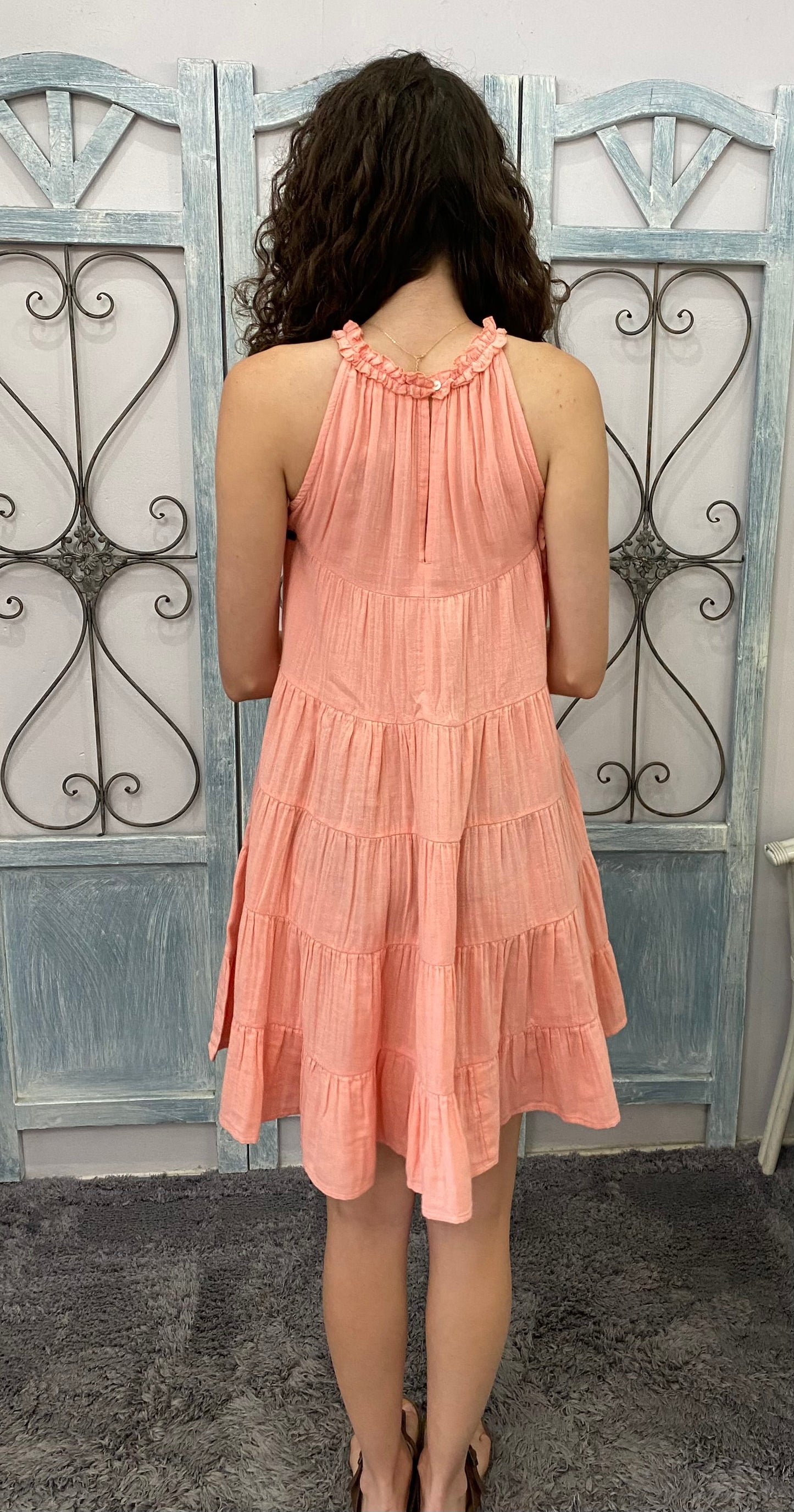 Short Coral Babydoll Dress