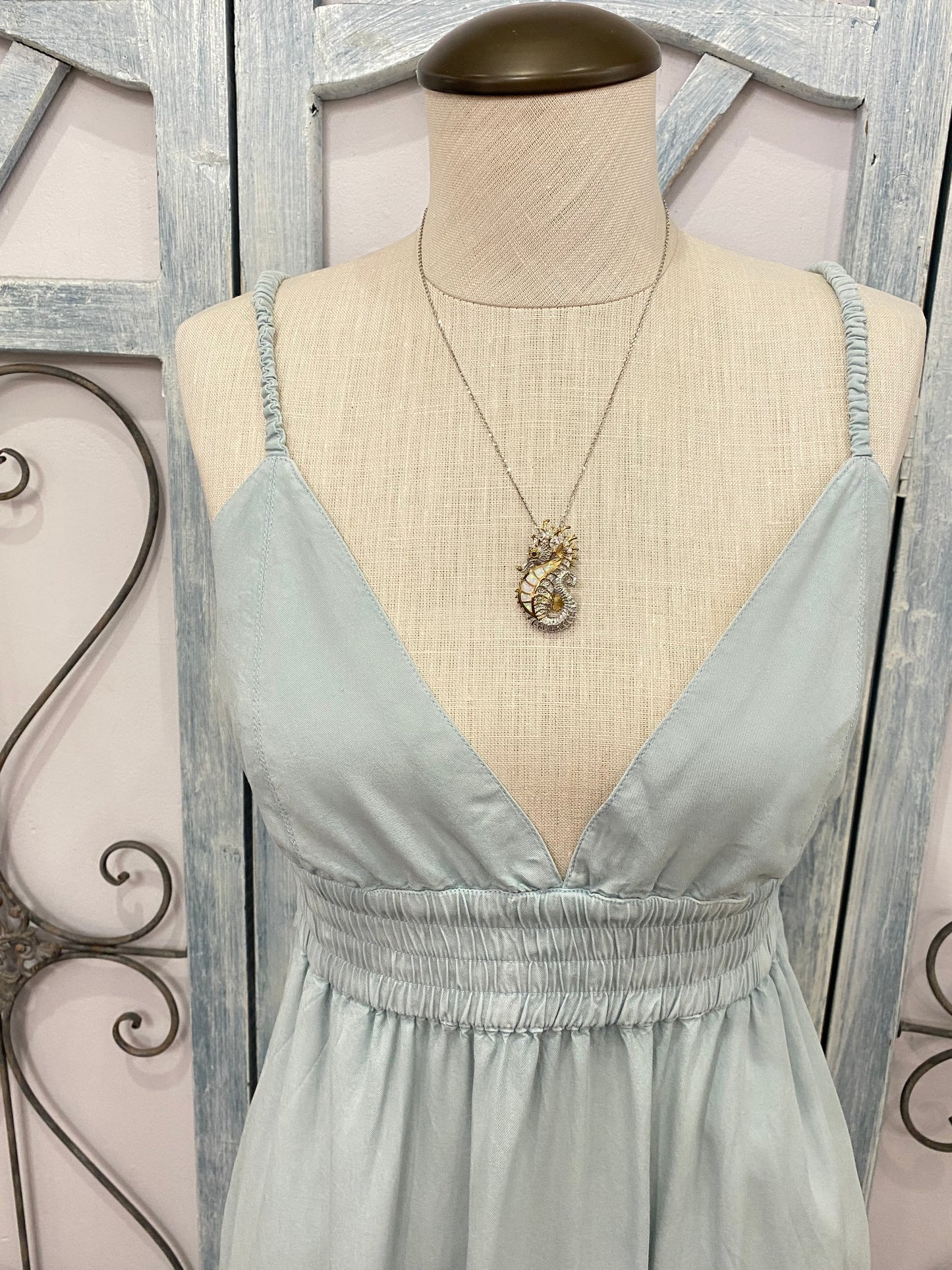 Denim V-Neck Maxi Dress