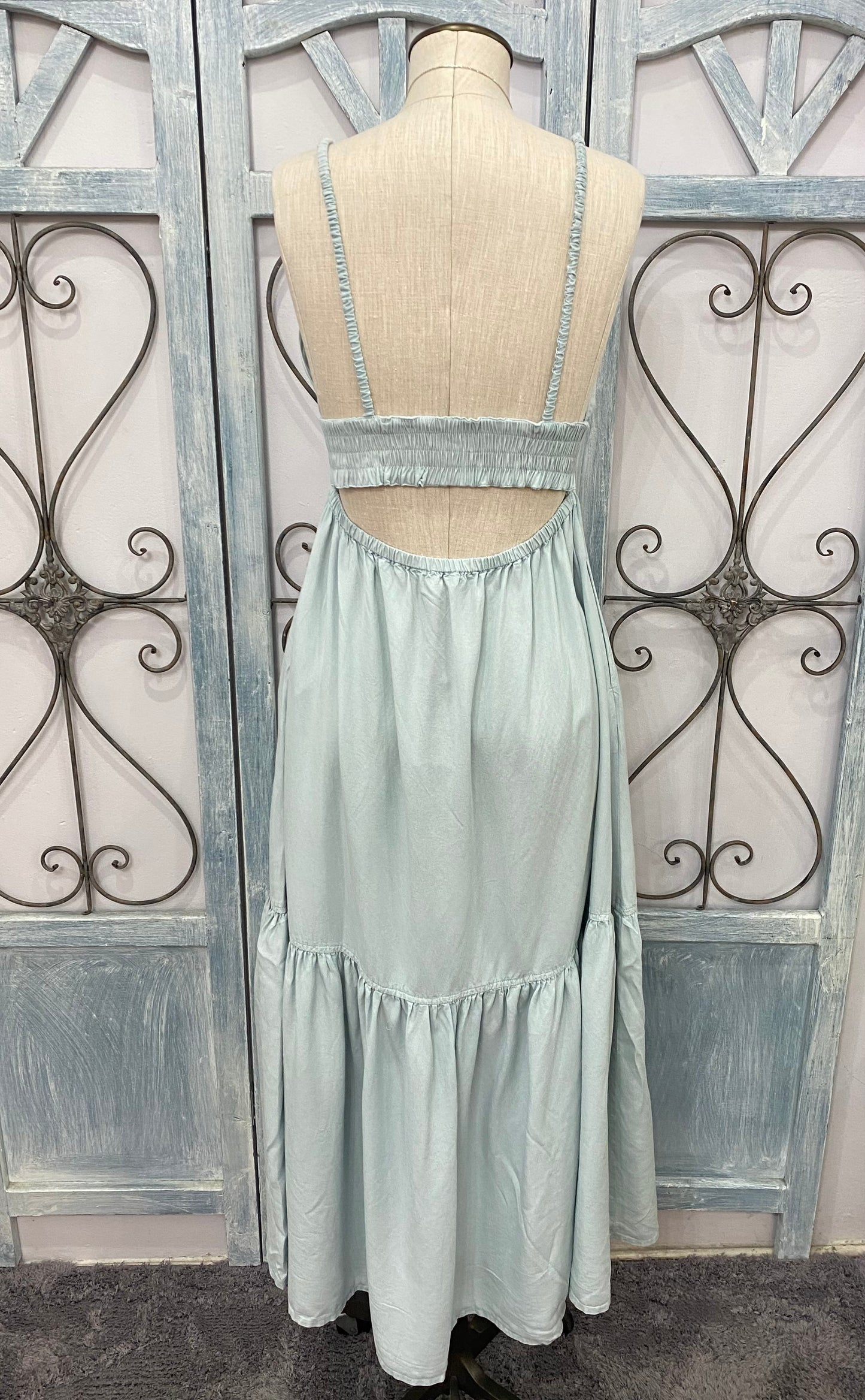 Denim V-Neck Maxi Dress