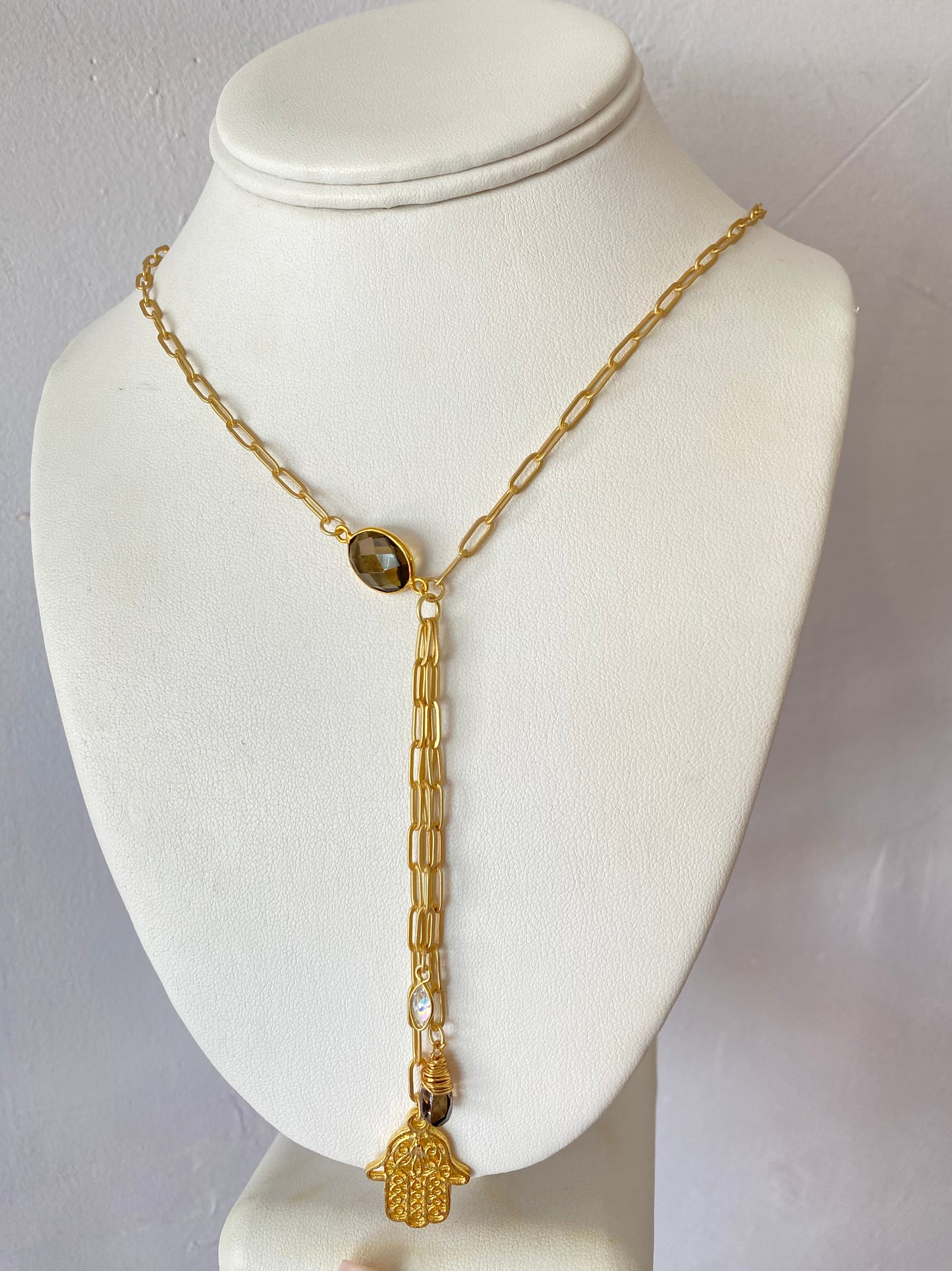 Hamsa Hand Lariat Necklace