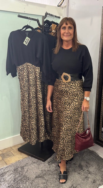 Sweater Mixed Media Midi Dress