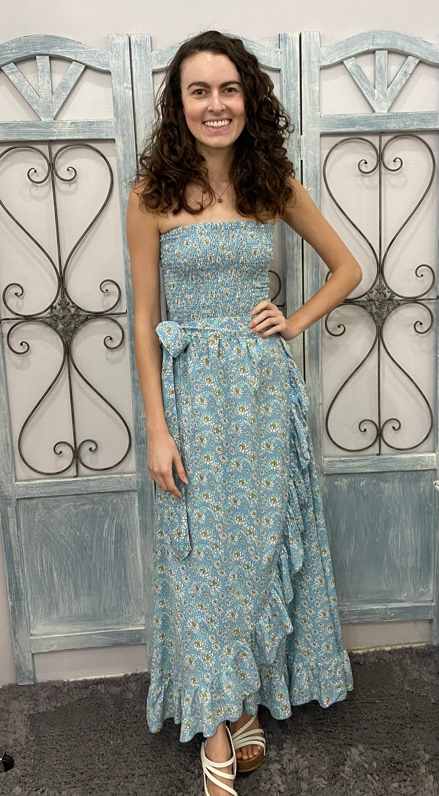Strapless Floral Long Dress