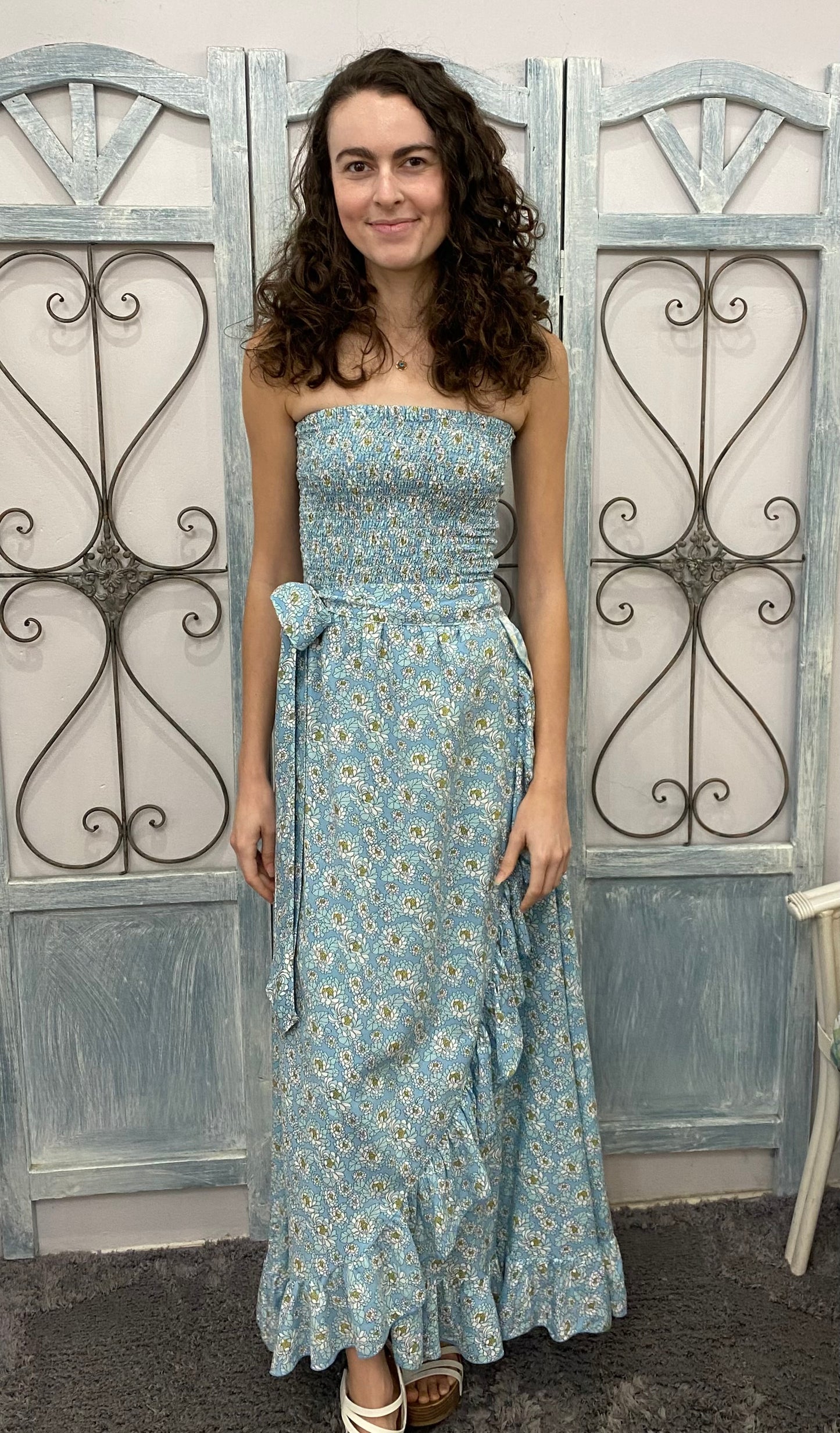 Strapless Floral Long Dress