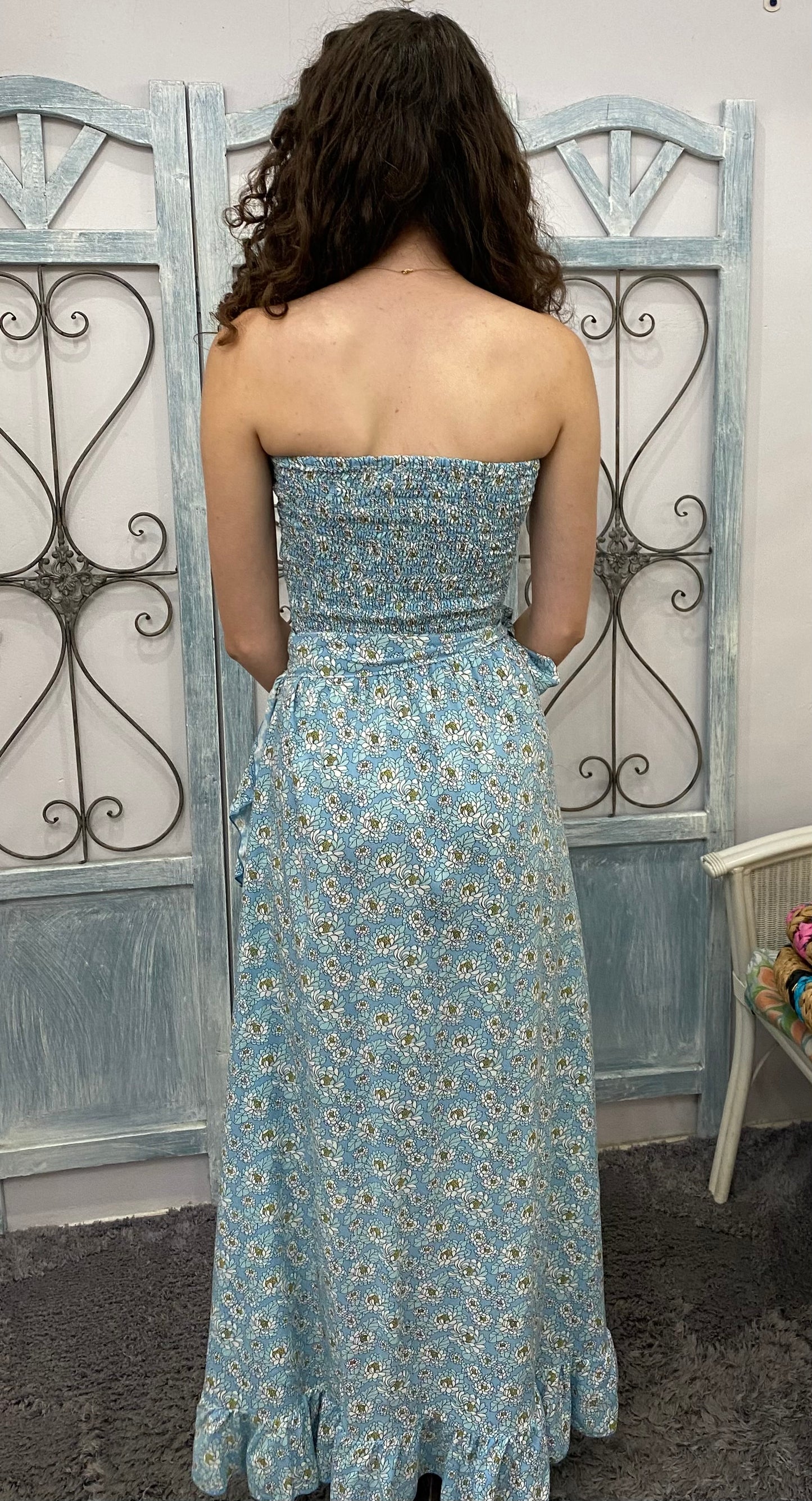 Strapless Floral Long Dress