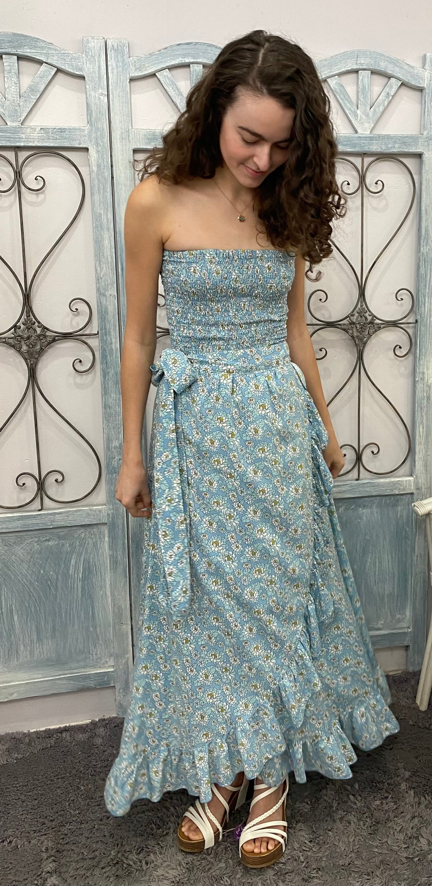 Strapless Floral Long Dress