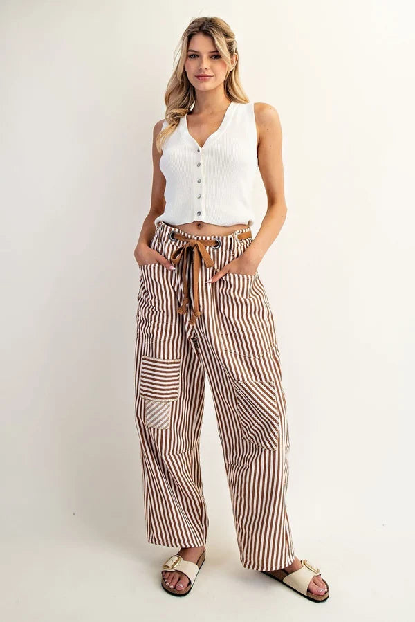 Striped Barrel Pants