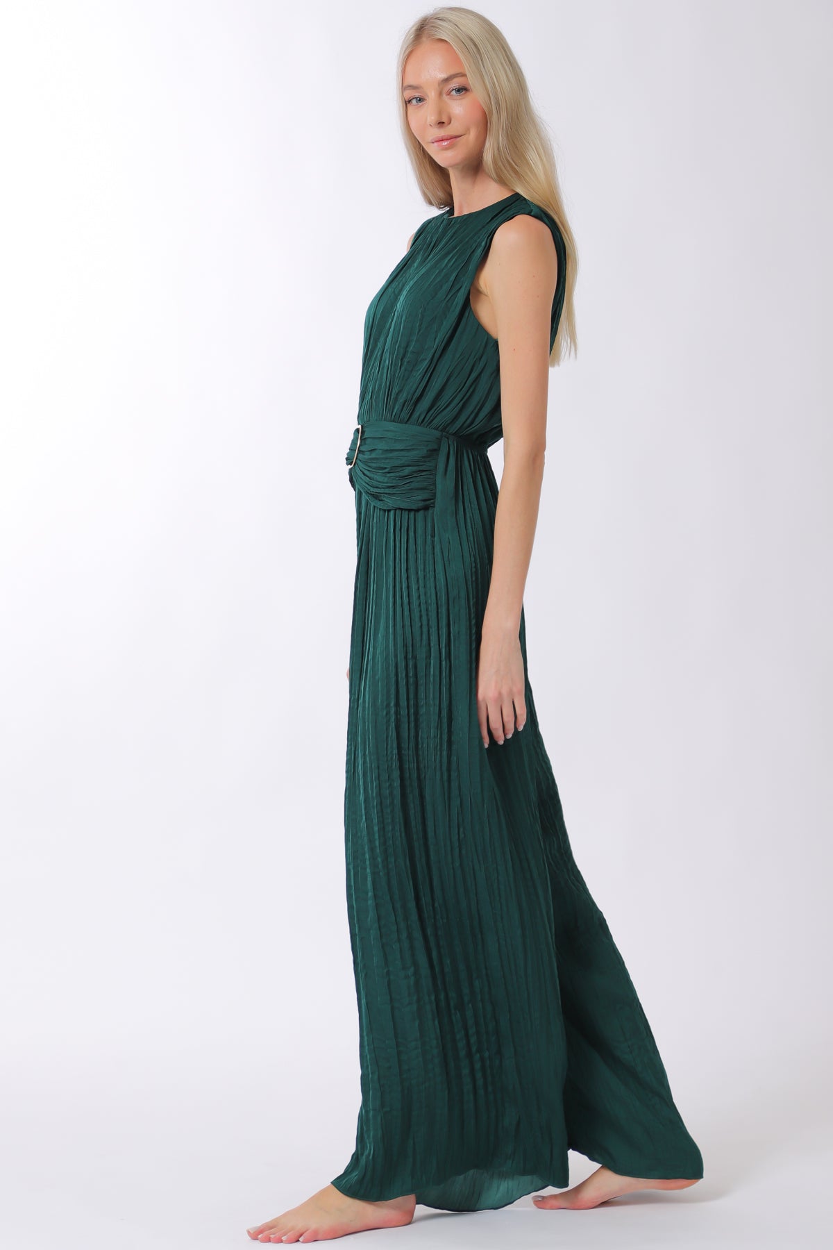 Samantha Buckle Waisted Pleated Jumpsuit
