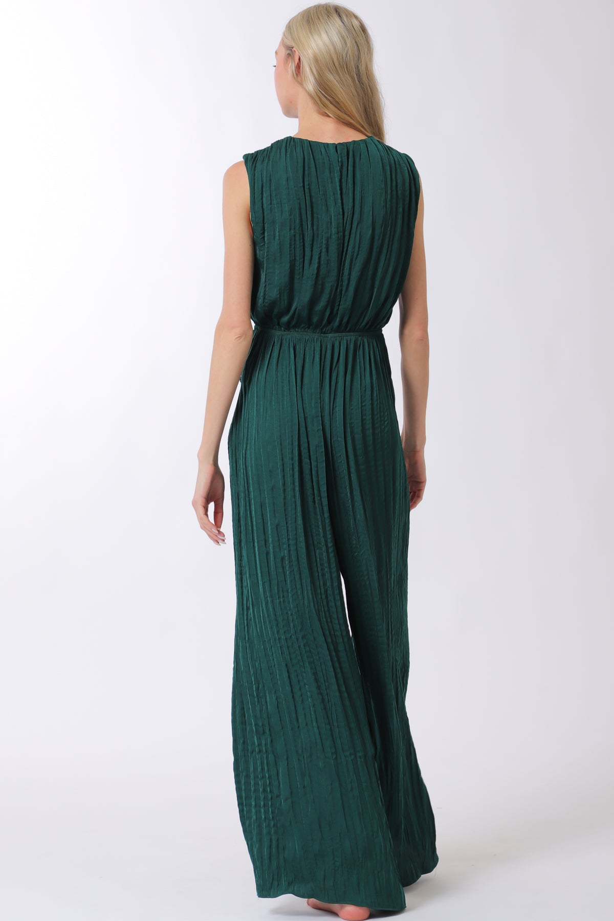 Samantha Buckle Waisted Pleated Jumpsuit